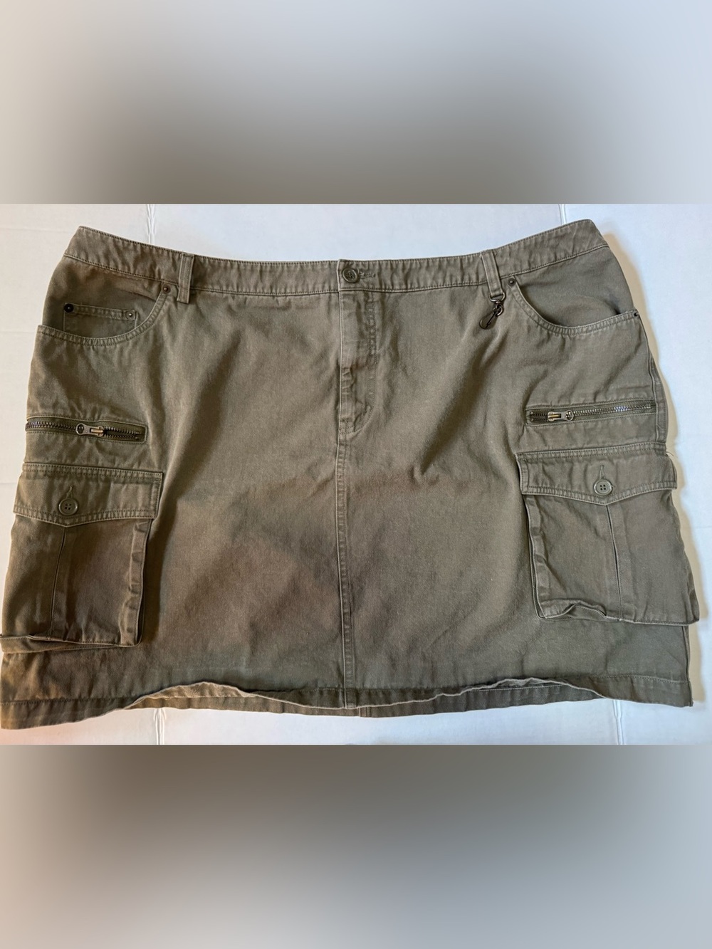 Venezia Jeans Olive Green Cargo Maxi Skirt Size 26 100% Cotton Utility Y2K
